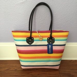 NWT Boutique Colorful Striped Beach Tote